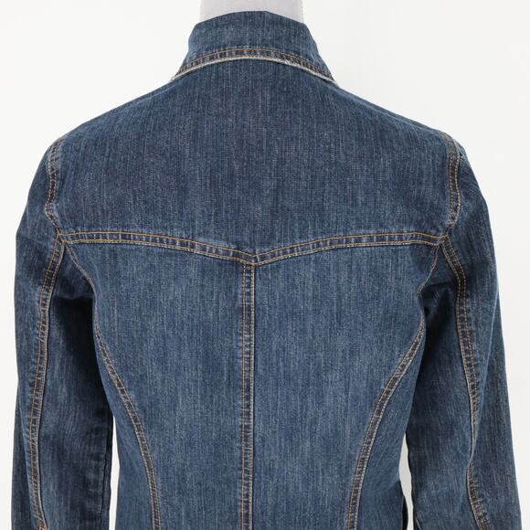 Chicos Denim Dress 0 Womens Small 4 Blue Stretch Cotton Jean Pockets Vintage - Picture 9 of 16